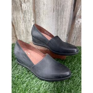 Dansko Shanda Slip-on Wedge Shoes Charcoal Distressed Leather EU36 US 5-5.5